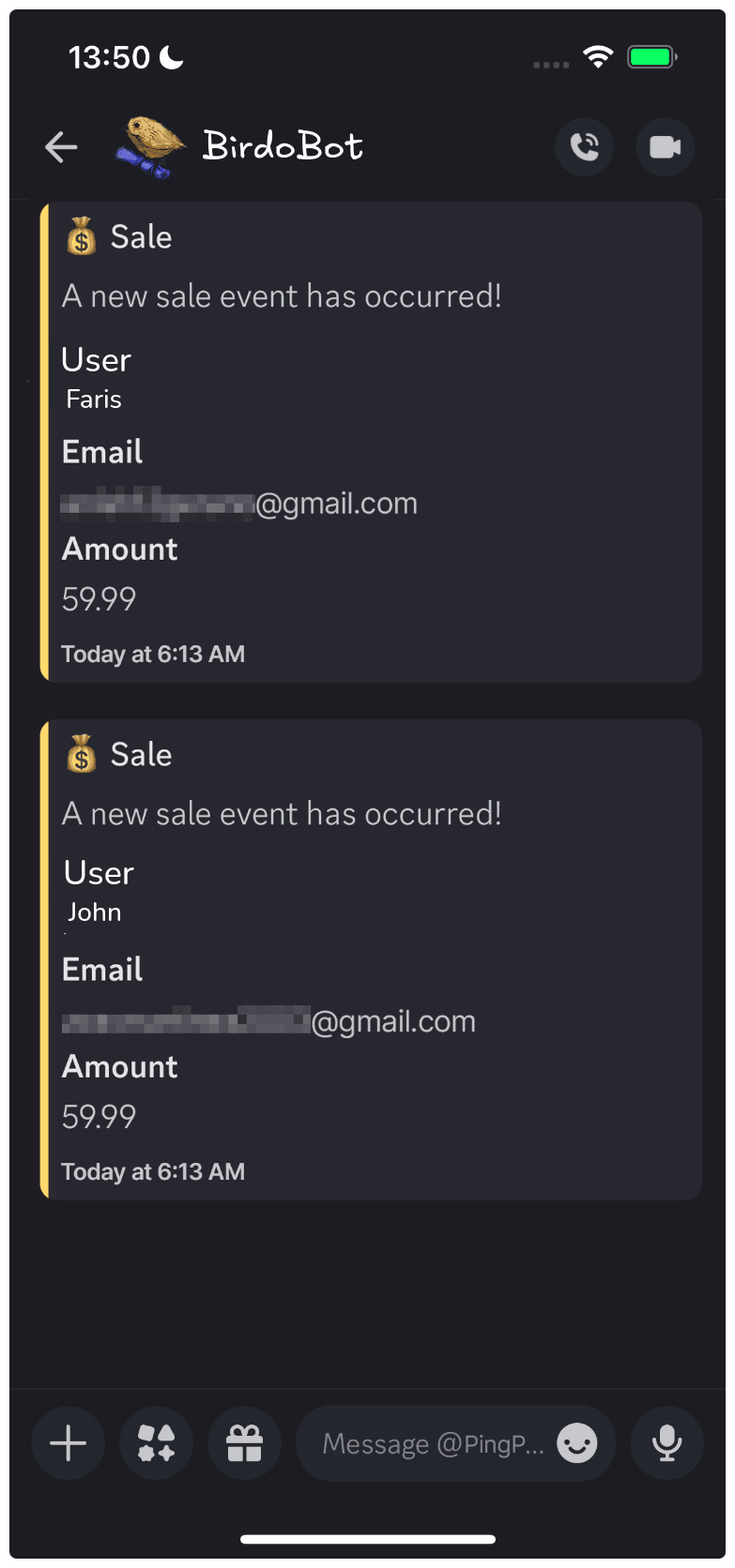 Phone screen displaying app interface